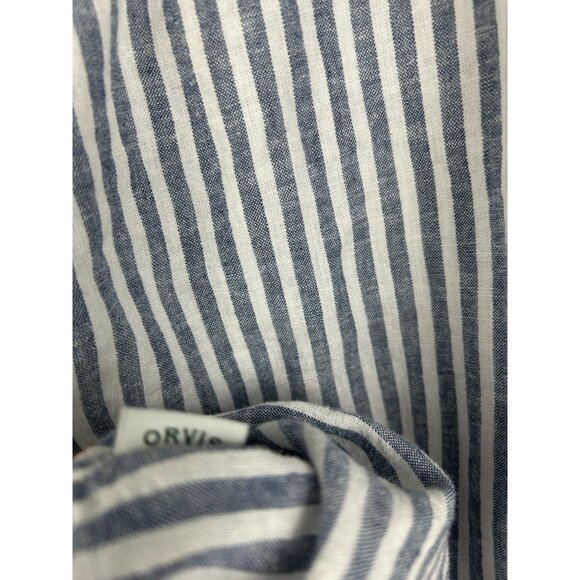 Orvis Women's Button-Up Short Sleeves Linen Blend Shirt, Blue Strip XXL - Picture 8 of 12